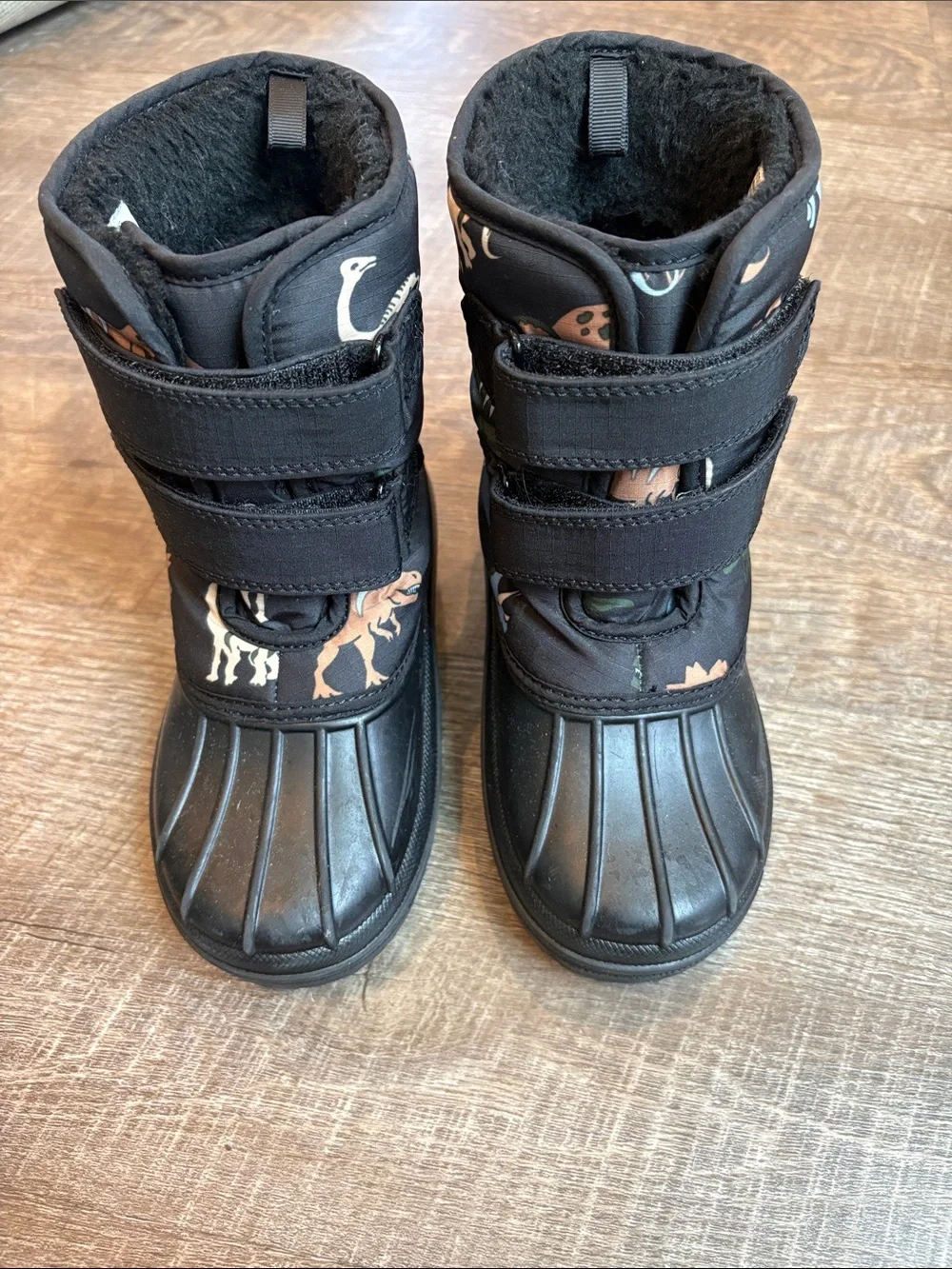 The Children's Place Dinosaur All Weather Boots Boy Toddler 10 Black Fleece
